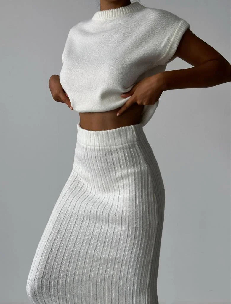 Lea Ribbed Knit Top and Skirt Set