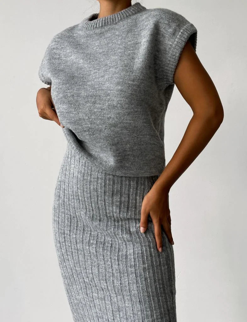 Lea Ribbed Knit Top and Skirt Set