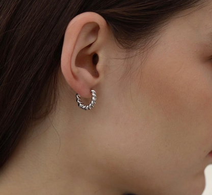 Sterling SilverTwist Hoop Earrings