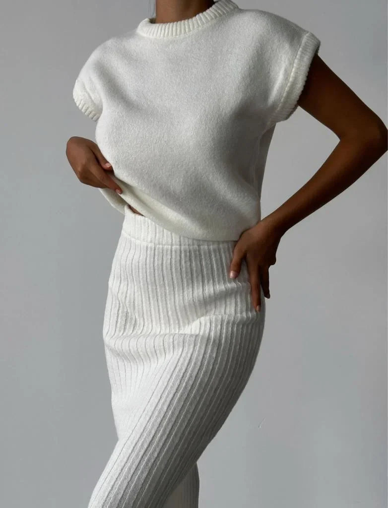 Lea Ribbed Knit Top and Skirt Set